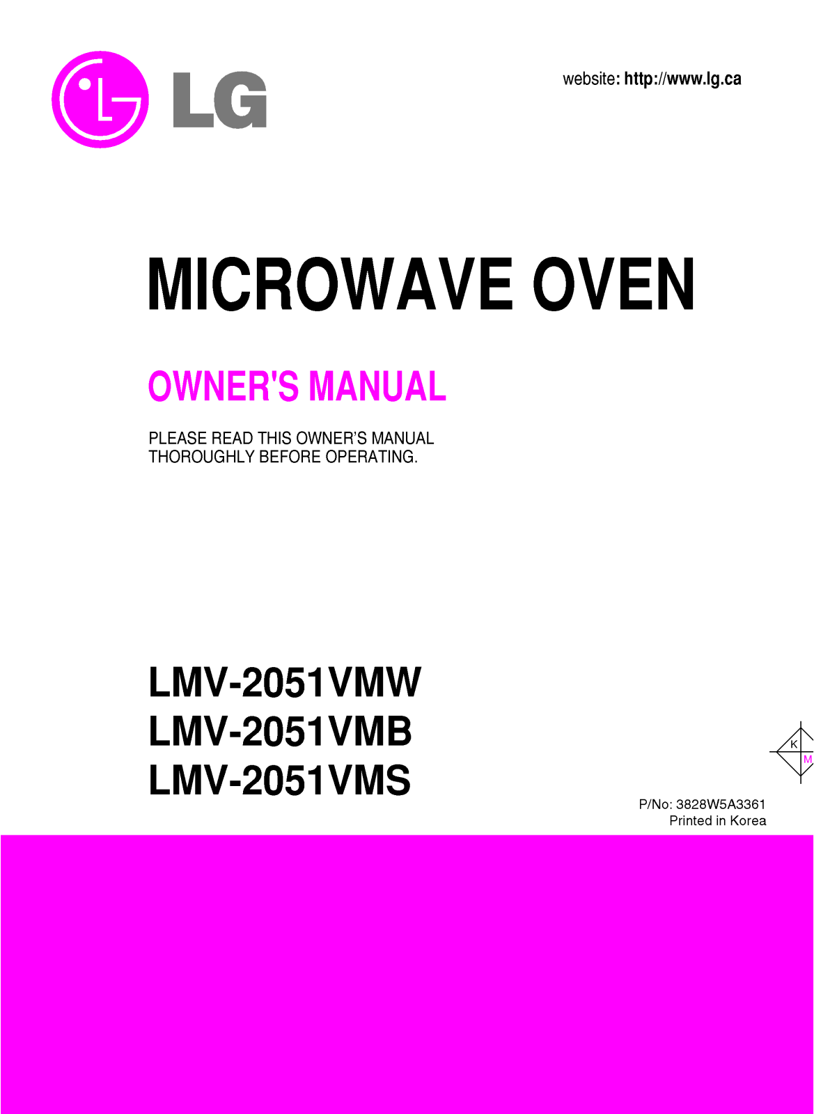 LG LMV-2051VMW, LMV-2051VMB User Manual