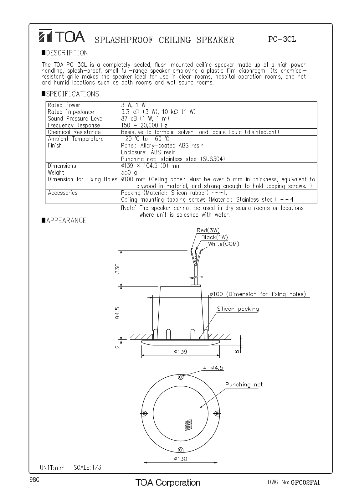 TOA PC-3CL User Manual