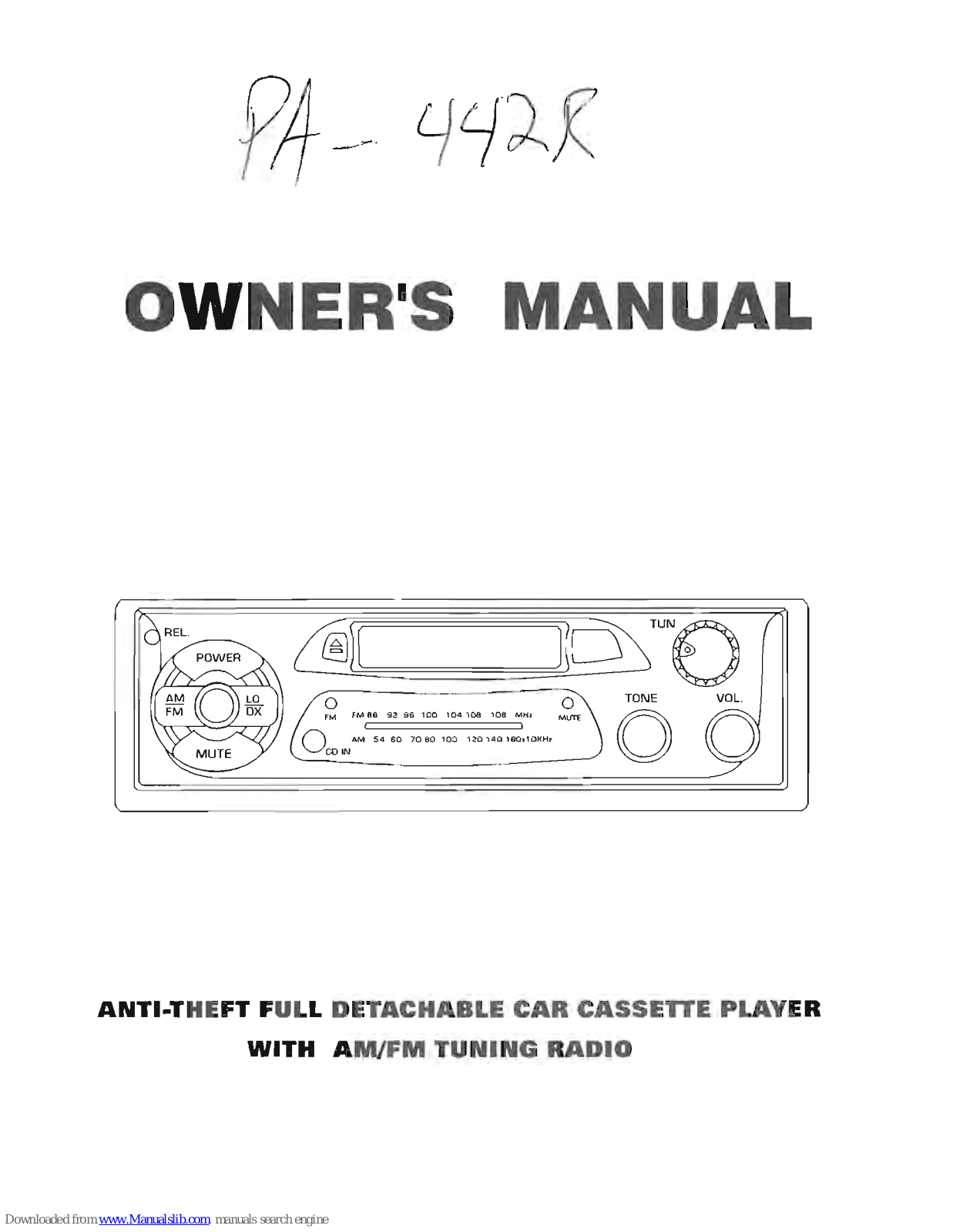 Power Acoustik PA-442R Owner's Manual