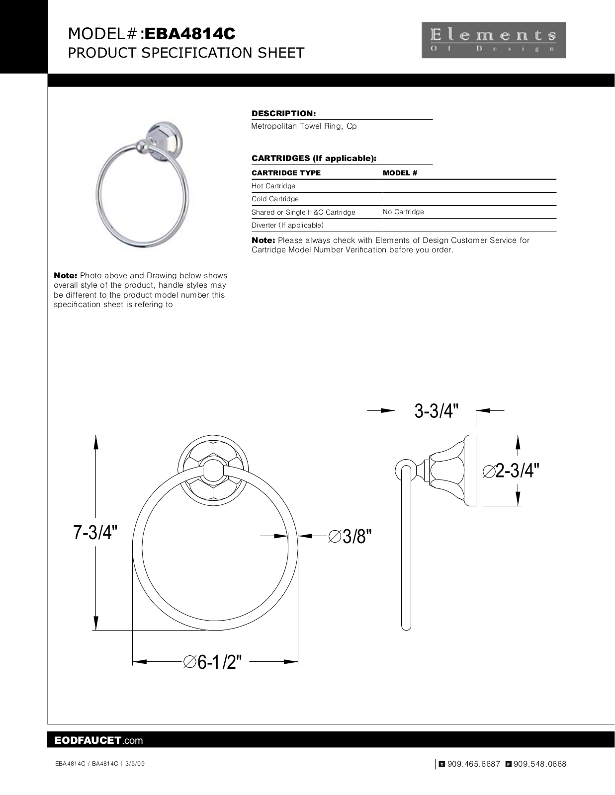 Elements of Design EDE1154 Towel Specification Sheet - ManualMachine.com