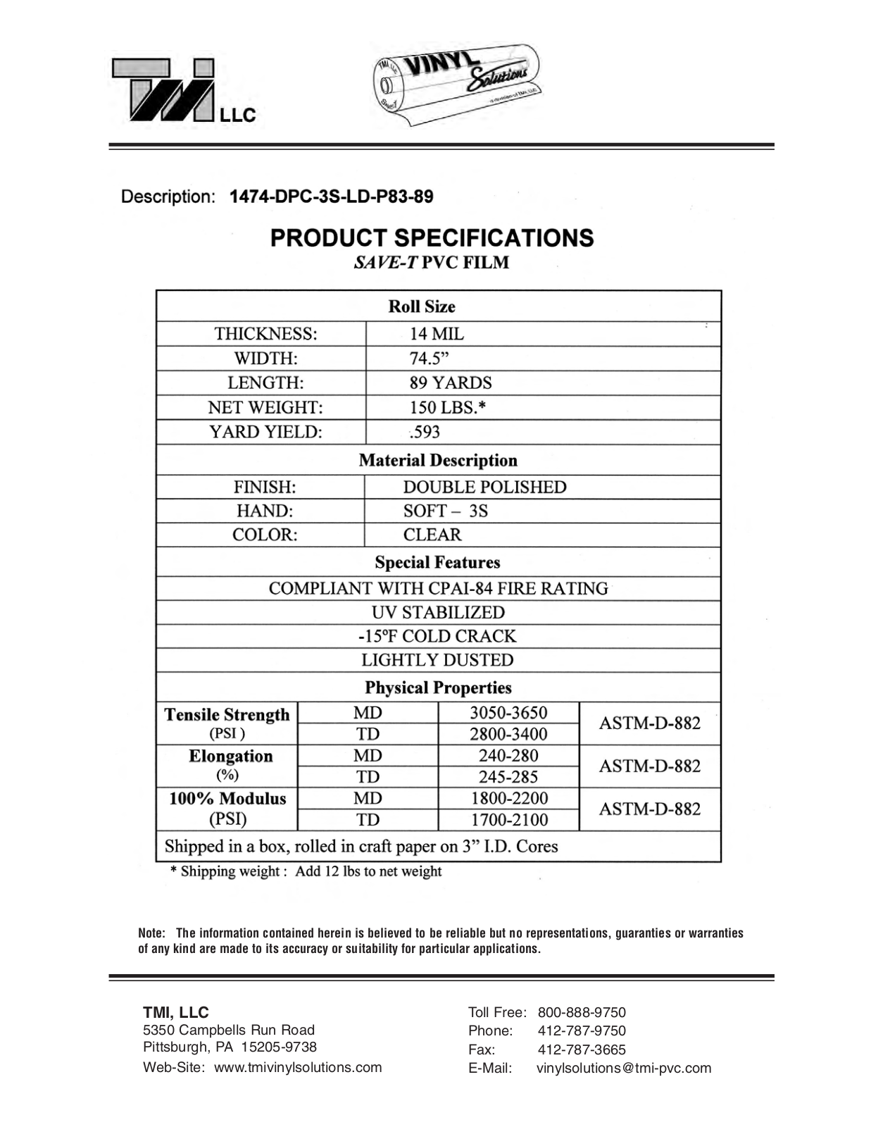 Tmi 1474-DPC-3S-LD-P83-89 User Manual