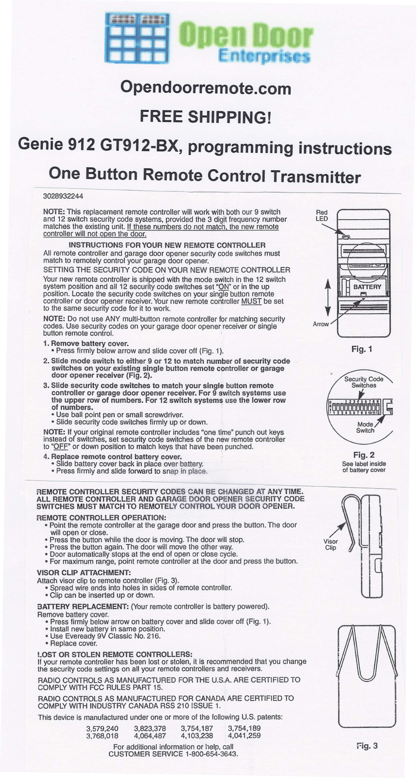 Genie GT912-BX User Manual