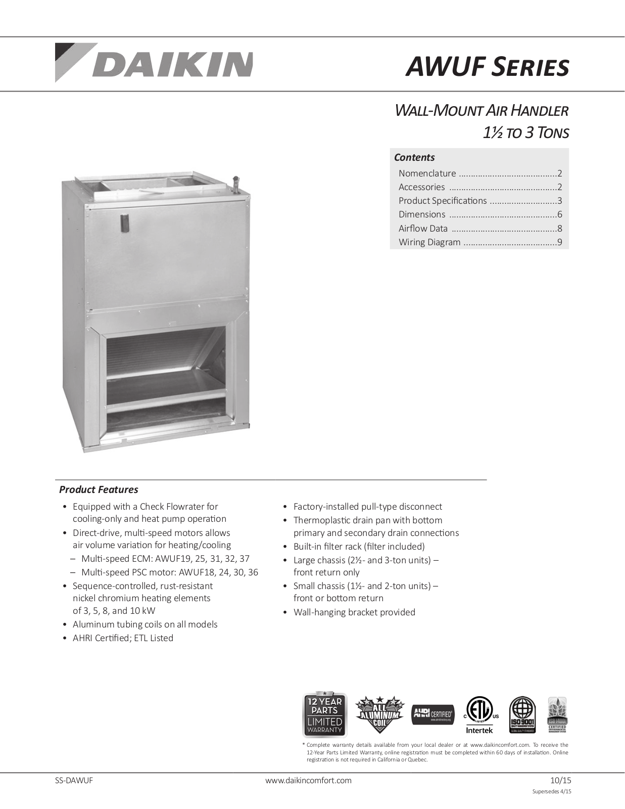 Goodman AWUF180516B User Manual