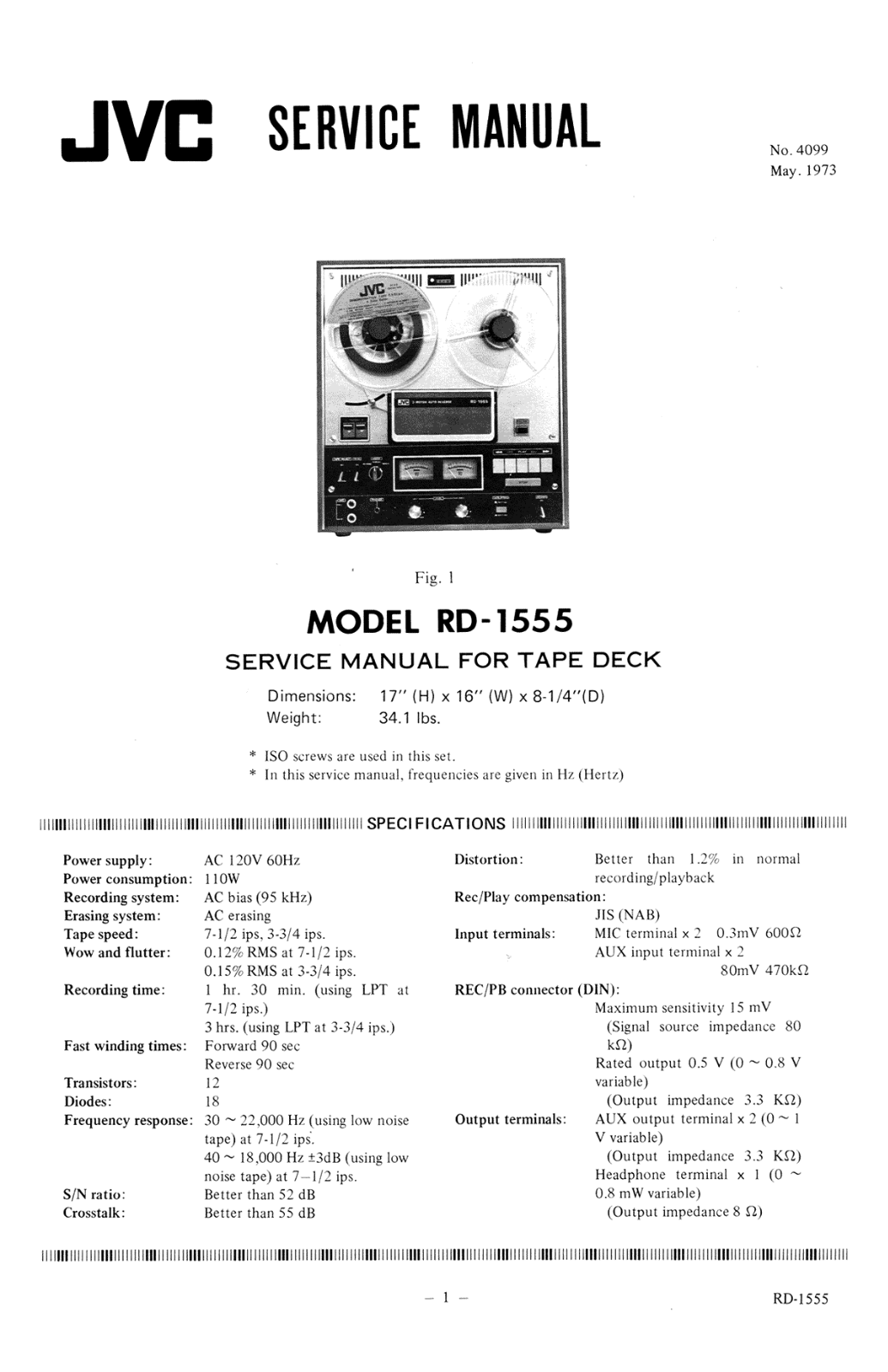 JVC RD-1555 Service manual