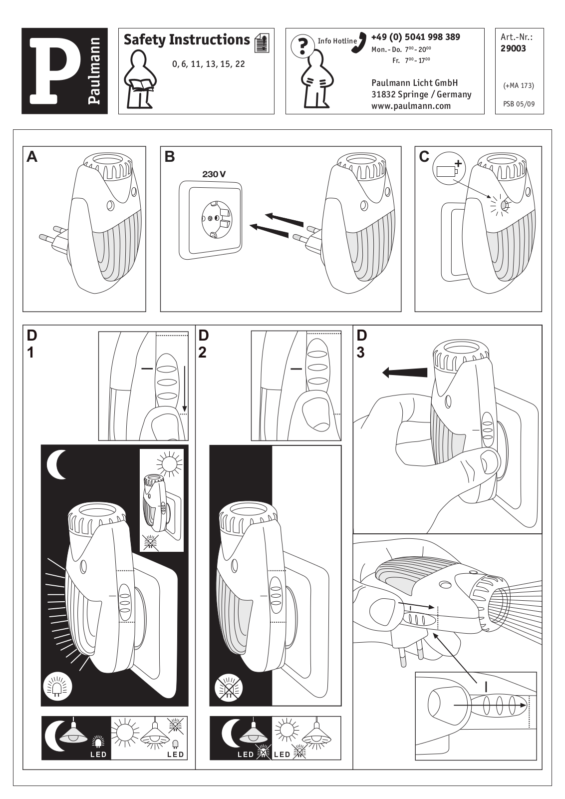 Paulmann 29003 Safety instructions