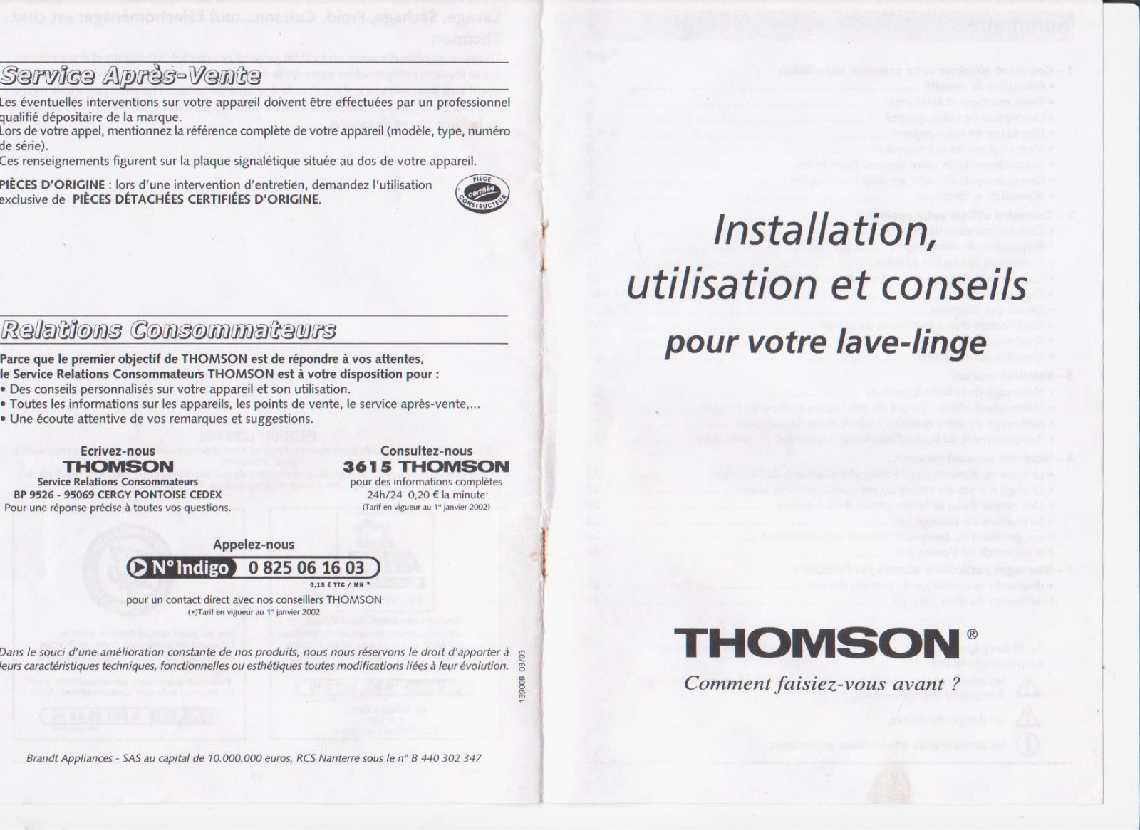 THOMSON TE 1151 User Manual