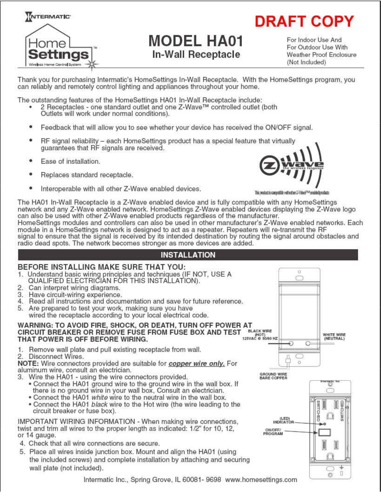 Intermatic H0001 User Manual