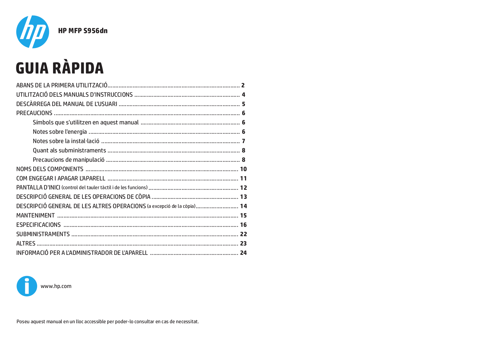 HP S956dn QUICK GUIDE