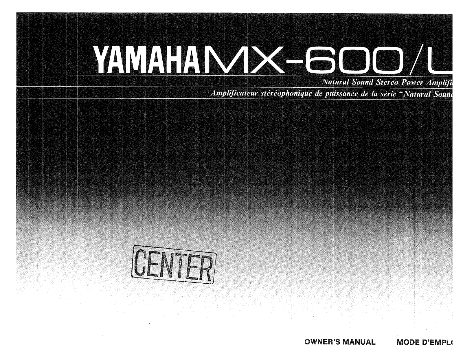 Yamaha MX-600 Owners manual