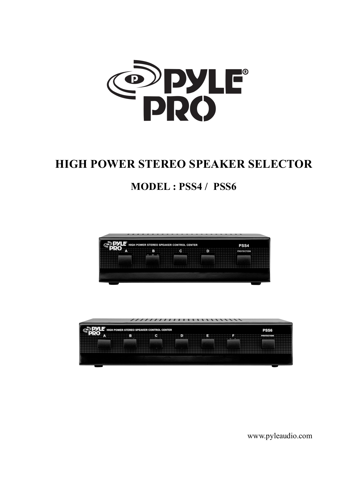 PYLE Audio PSS6, PSS4 User Manual