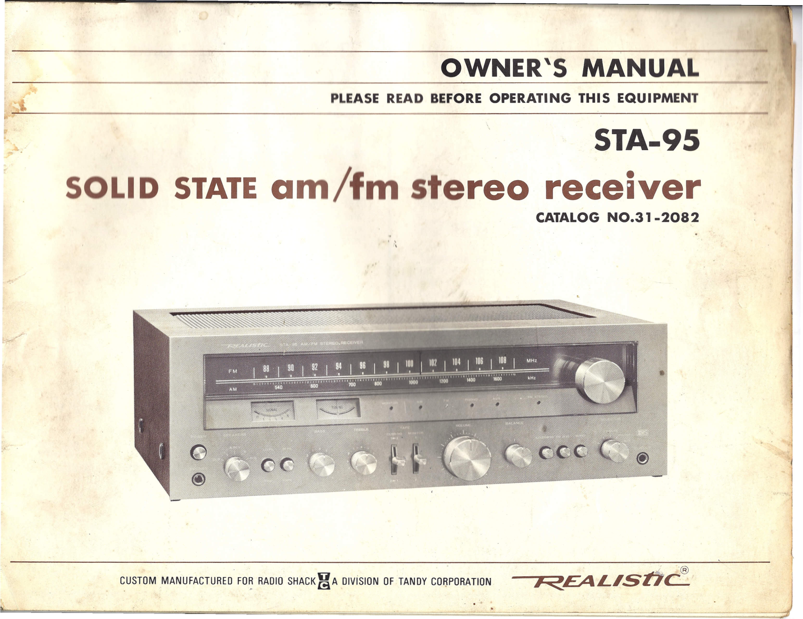 Realistic   RadioShack STA-95 Owners Manual