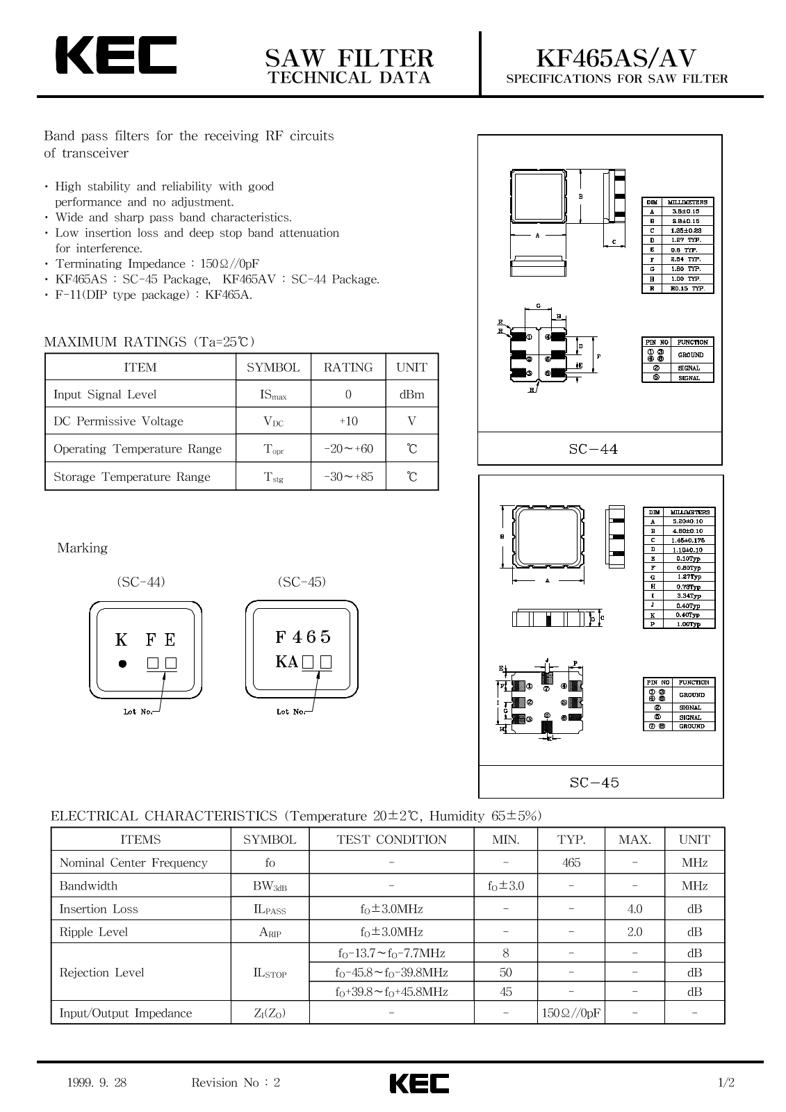 KEC KF465AS, KF465AV Datasheet