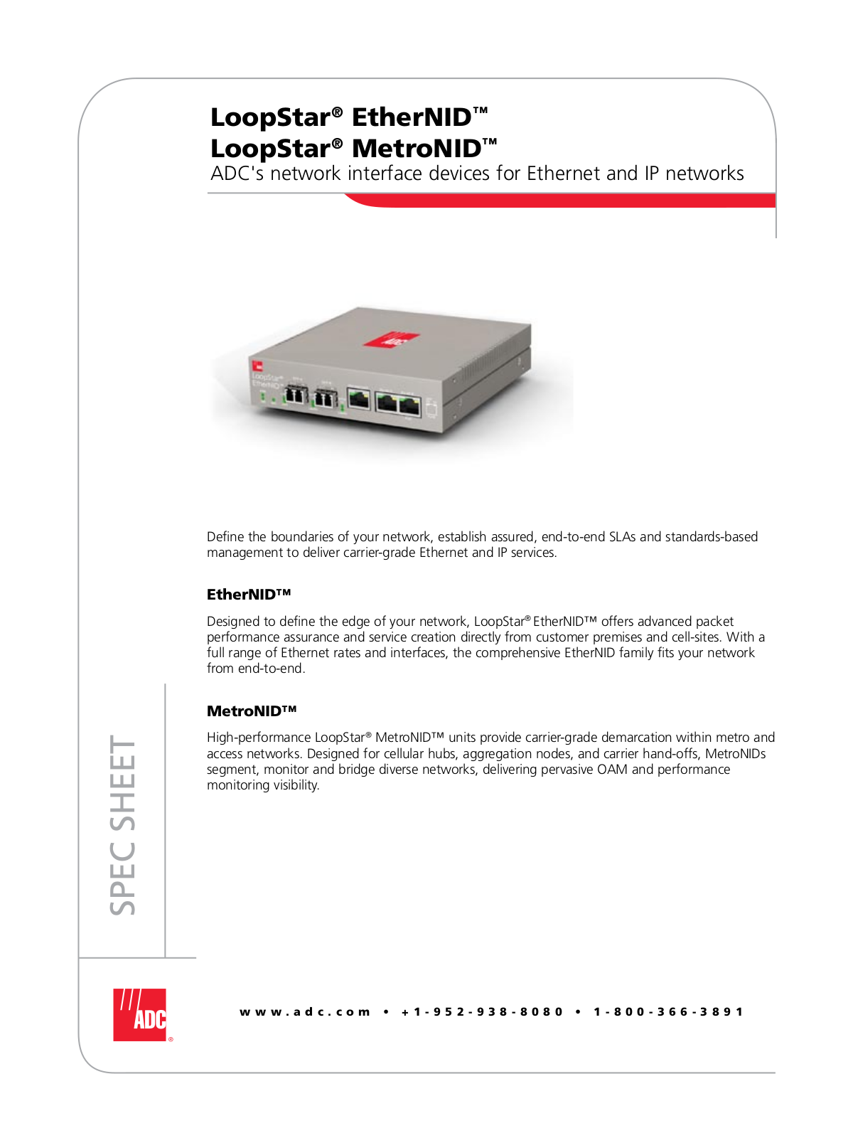 ADC LoopStar MetroNID, LoopStar EtherNID User Manual