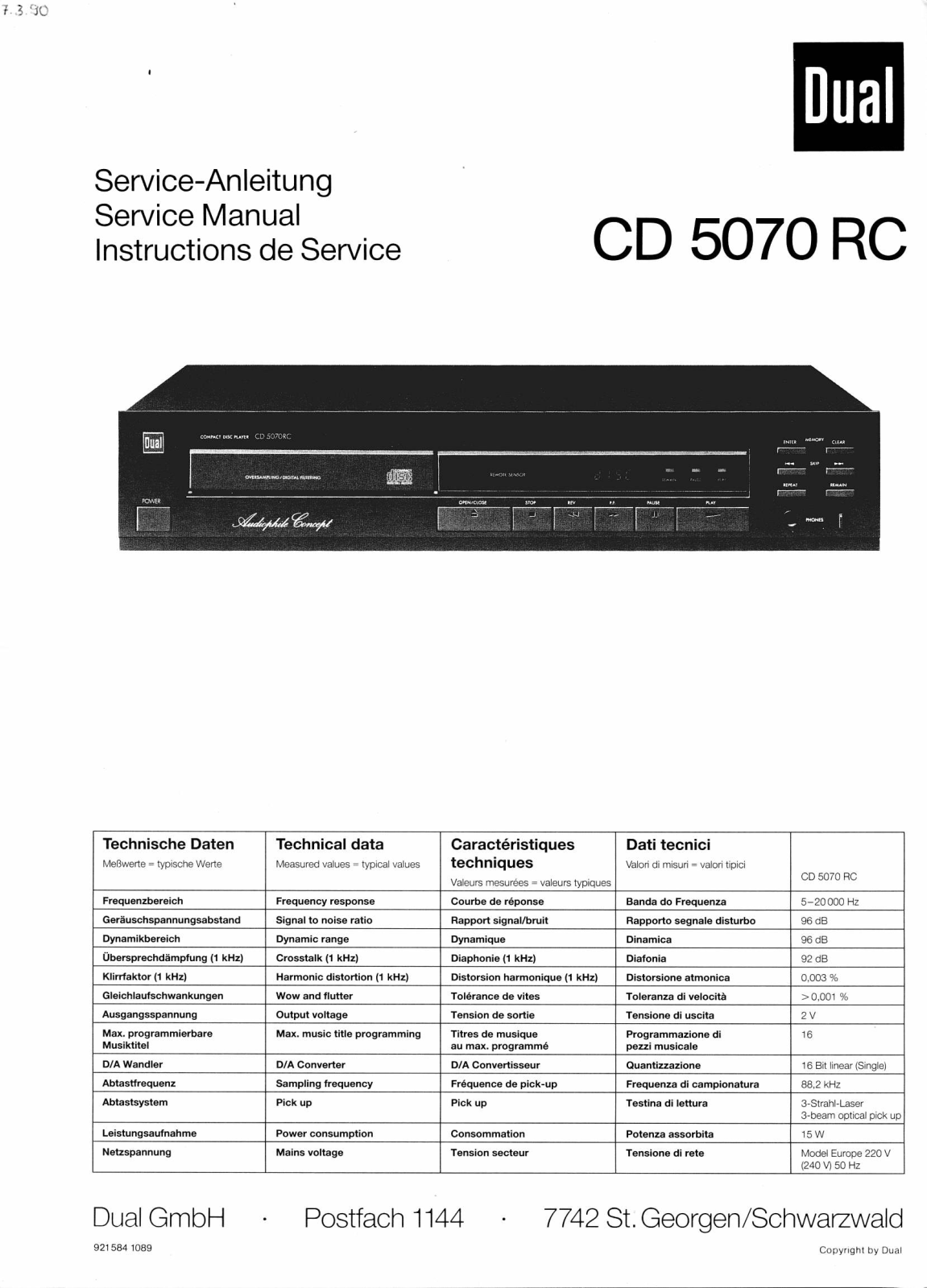 Dual CD-5070-RC Service manual