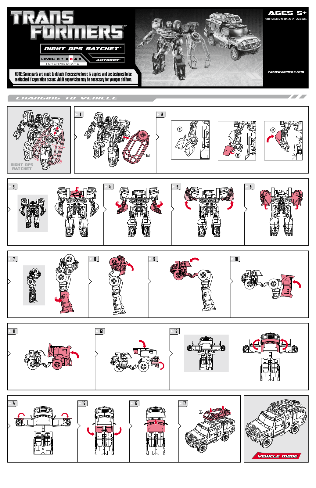 HASBRO Transformers Night OPS Ratchet User Manual