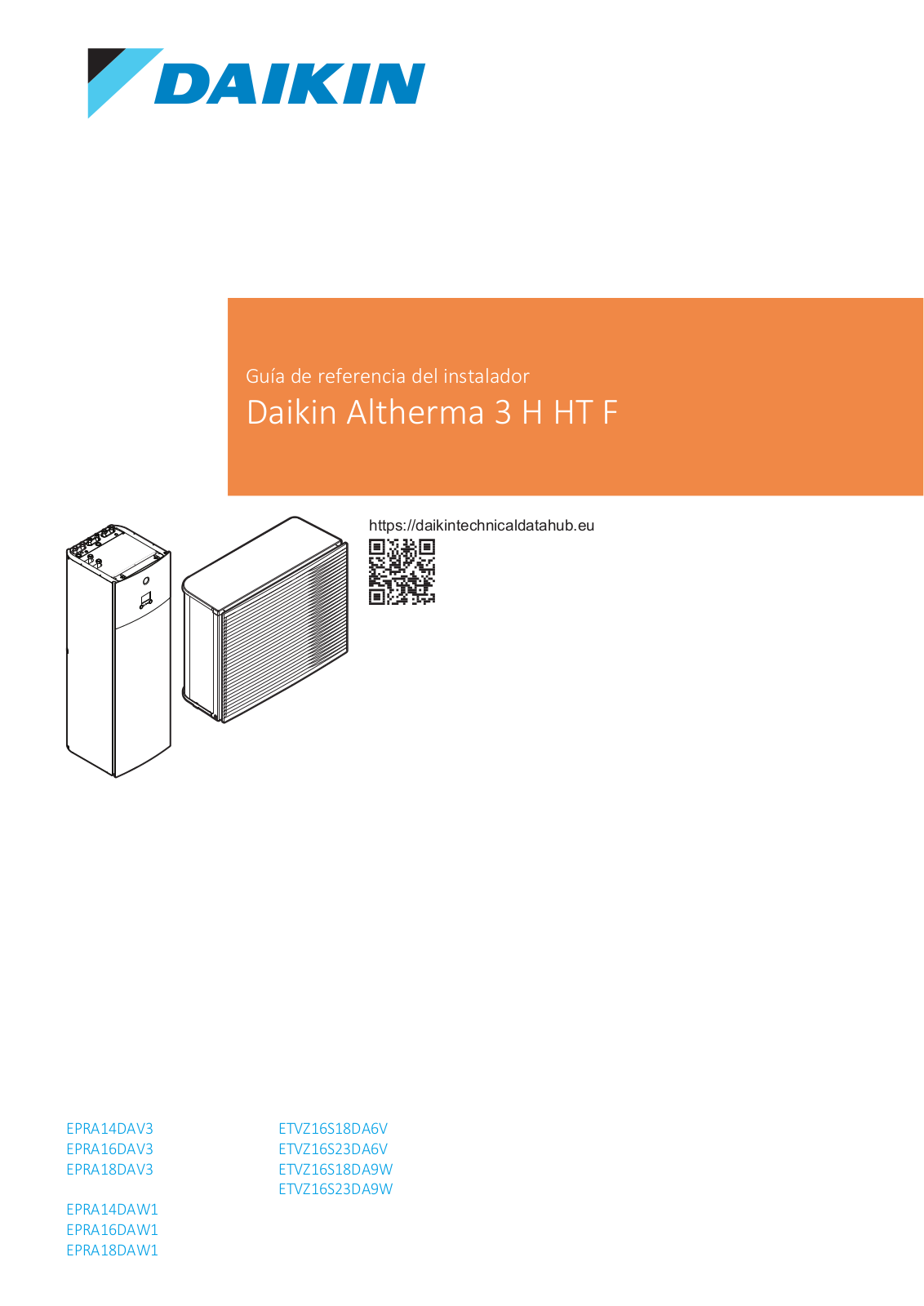 Daikin EPRA14DAV3, EPRA16DAV3, EPRA18DAV3, EPRA14DAW1, EPRA16DAW1 Installer reference guide