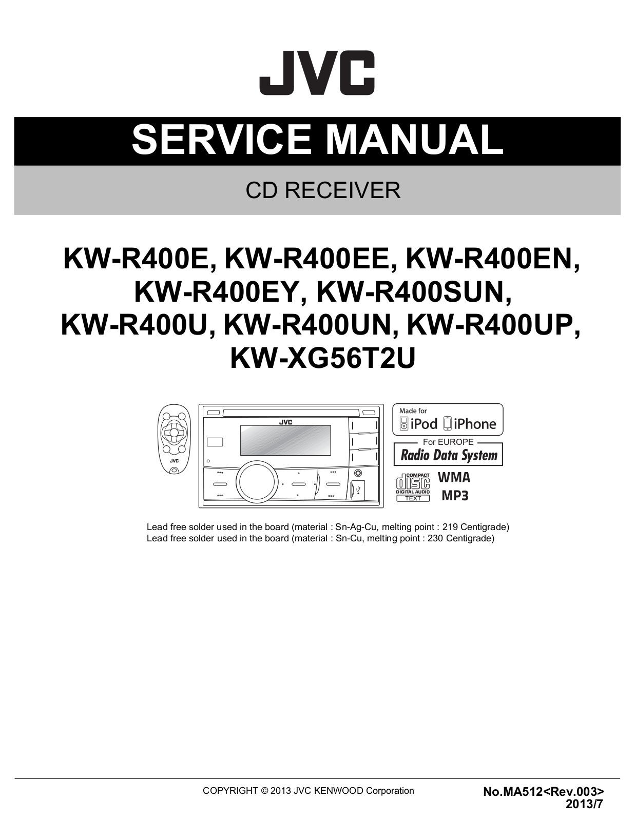 JVC KW-R400, KW-XG-56 Service manual