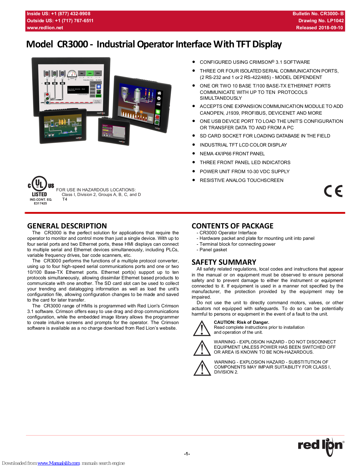 red lion CR3000 series, CR3000 07, CR3000 04, CR3000 10, CR3000 15 User Manual