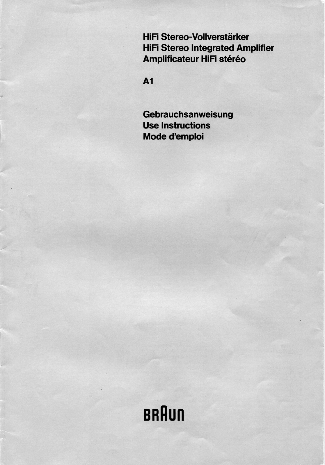 Braun A-1 Owners Manual