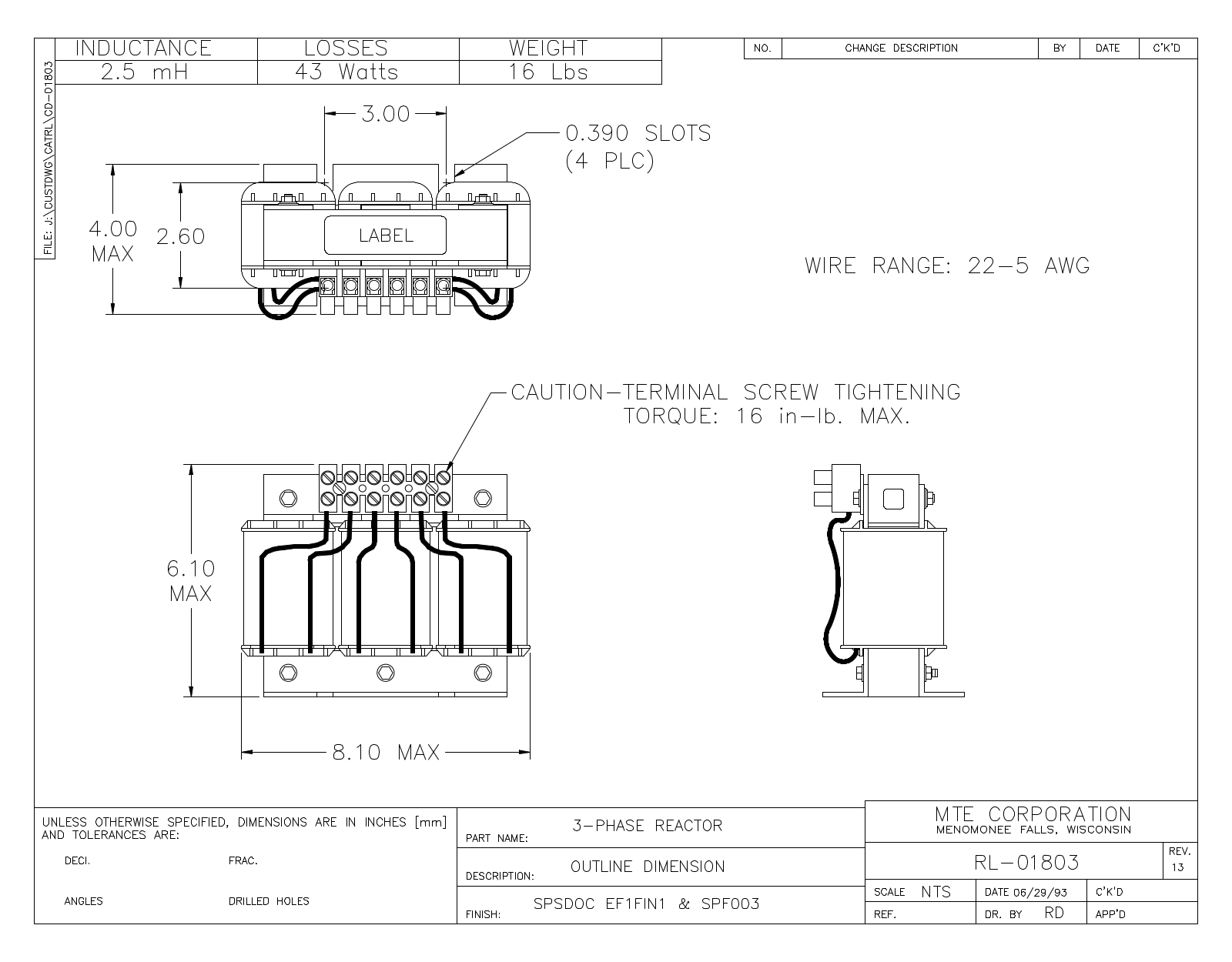 MTE RL-01803 CAD Drawings