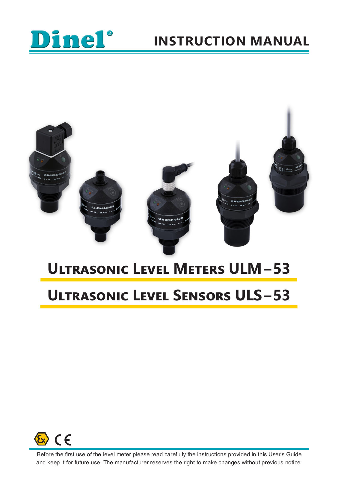 Dinel ULM-53 Series, ULS-53 Series, UL-53-06 Series, UL-53-02 Series, UL-53-10 Series Instruction Manual