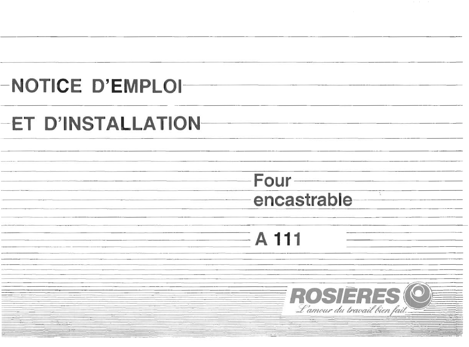 ROSIERES A 111 User Manual