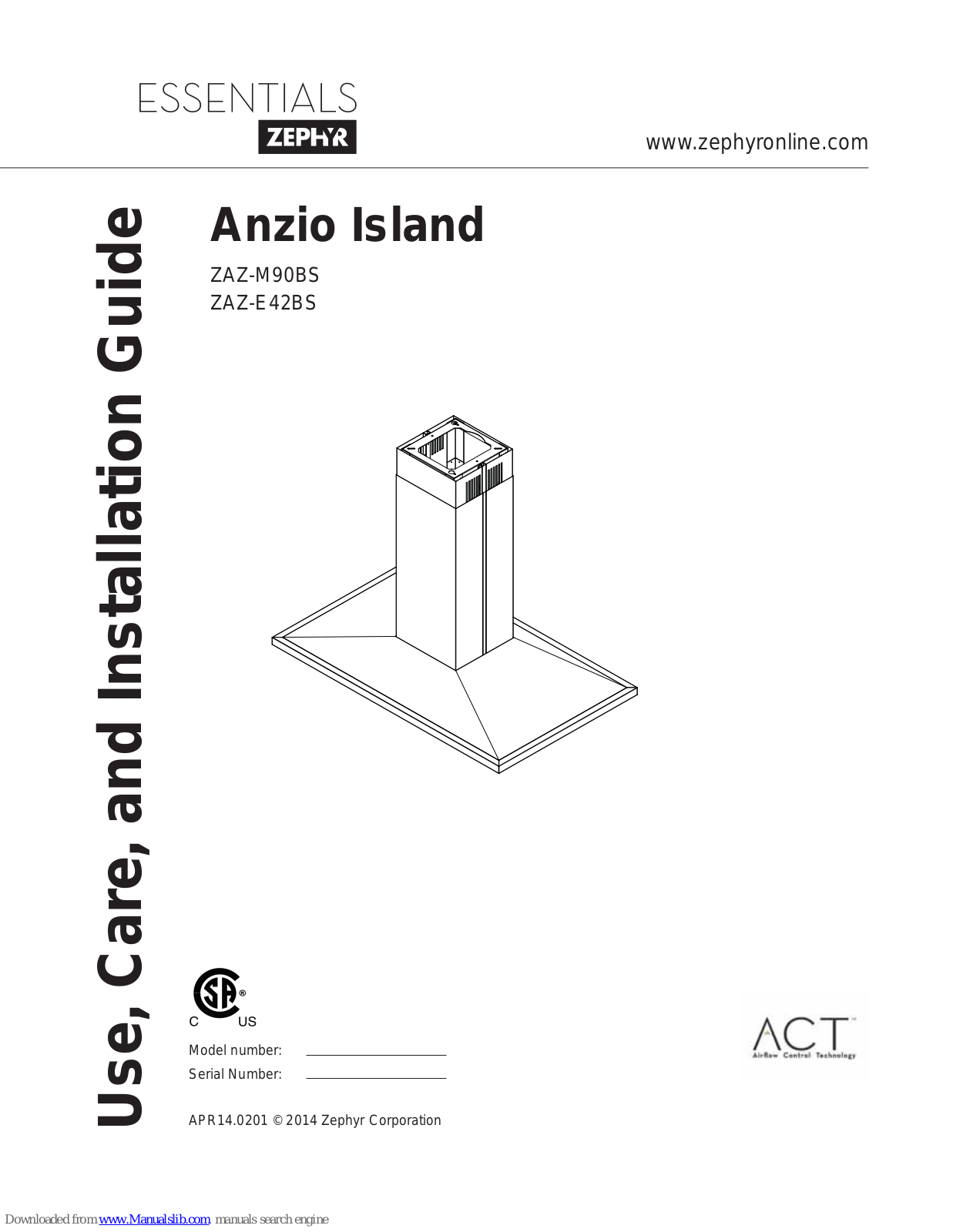Essentials Anzio Island ZAZ-M90BS, Anzio Island ZAZ-E42BS Use, Care And Installation Manual - ManualMachine.com
