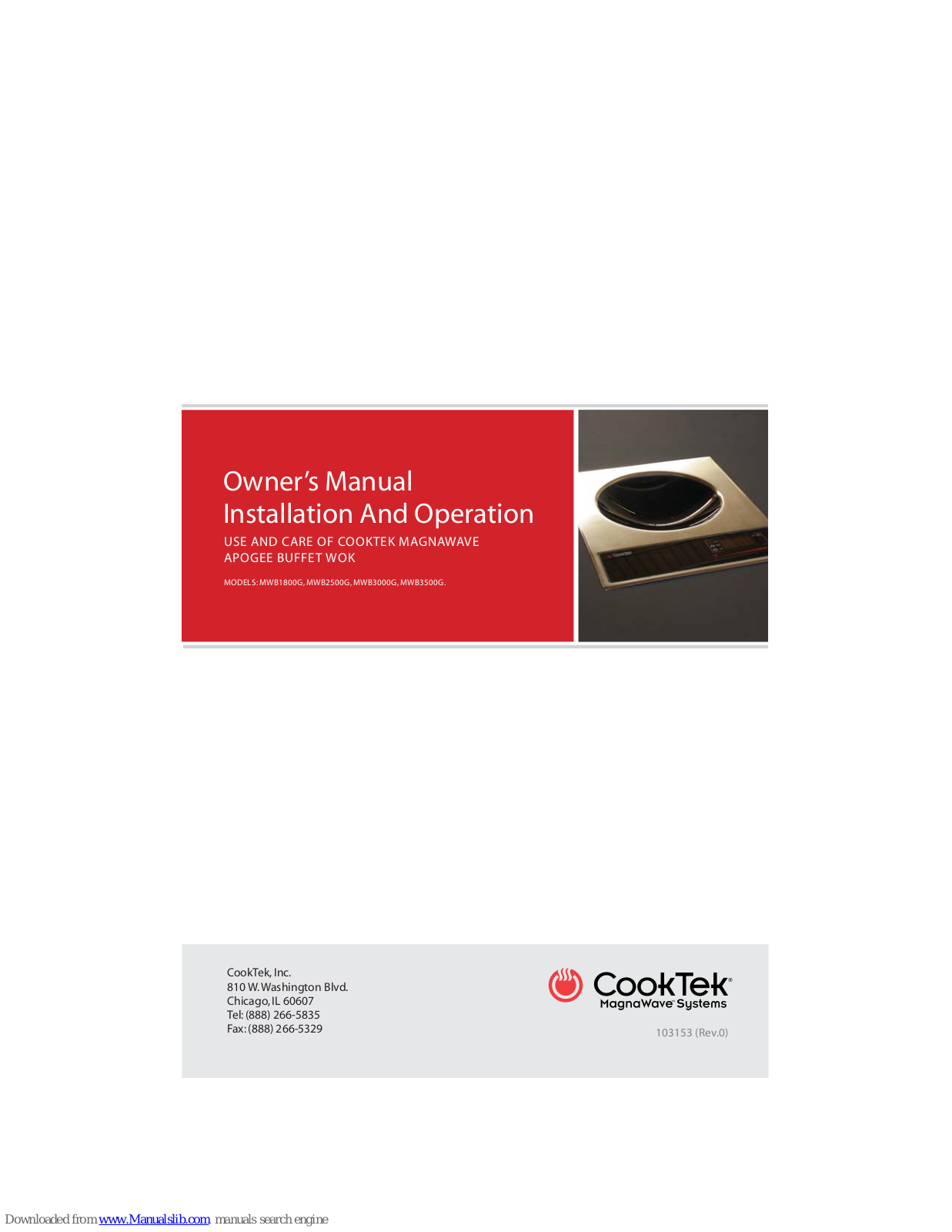 CookTek CKT0044 Owner's Manual