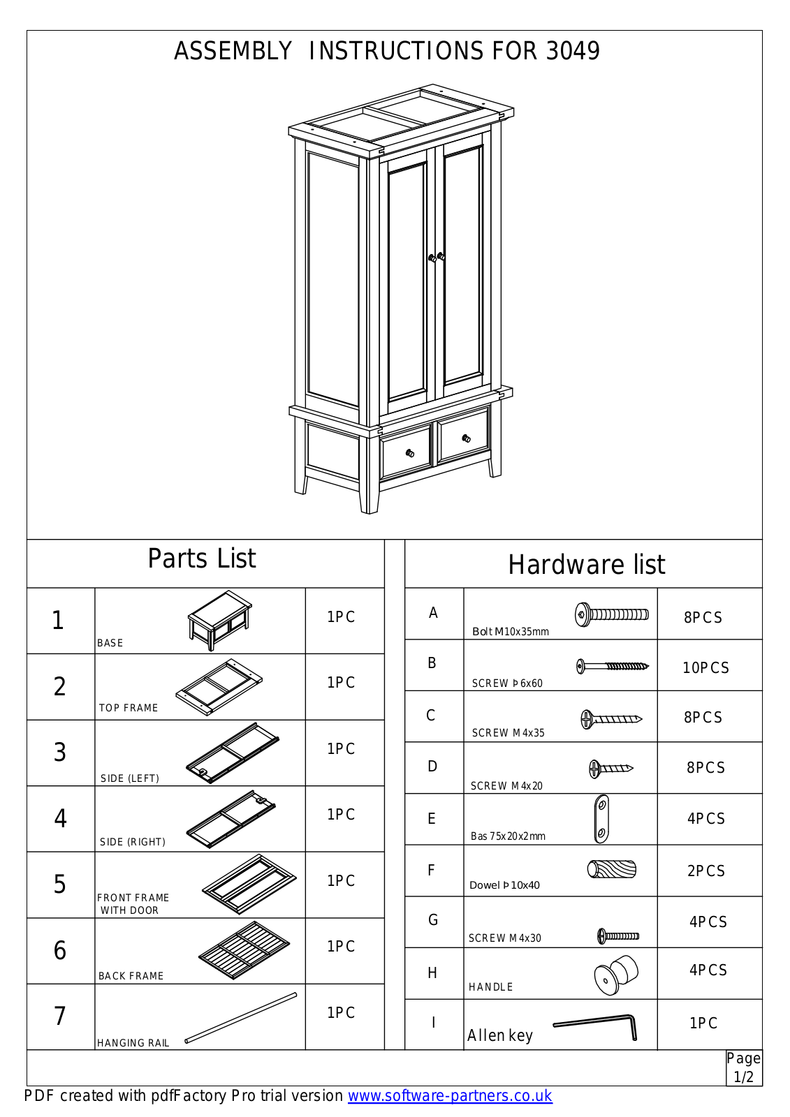 Argos 11342 ASSEMBLY INSTRUCTIONS