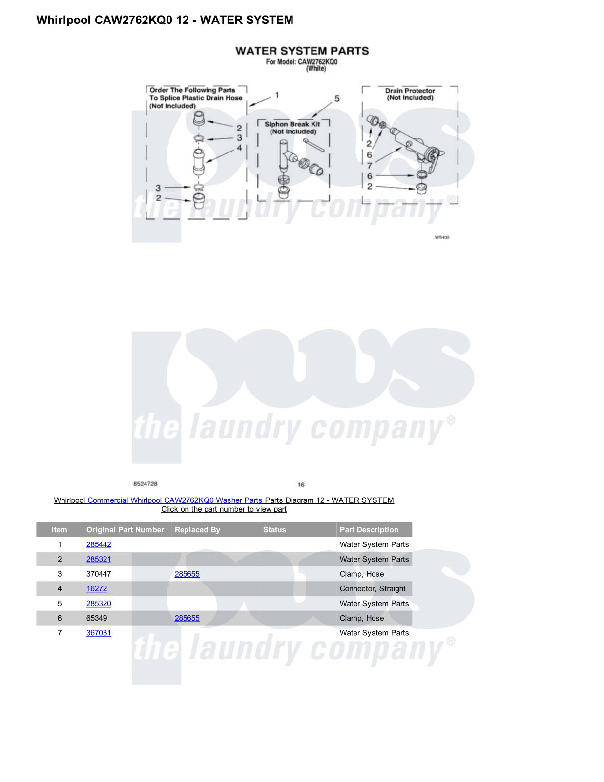 Whirlpool CAW2762KQ0 Parts Diagram