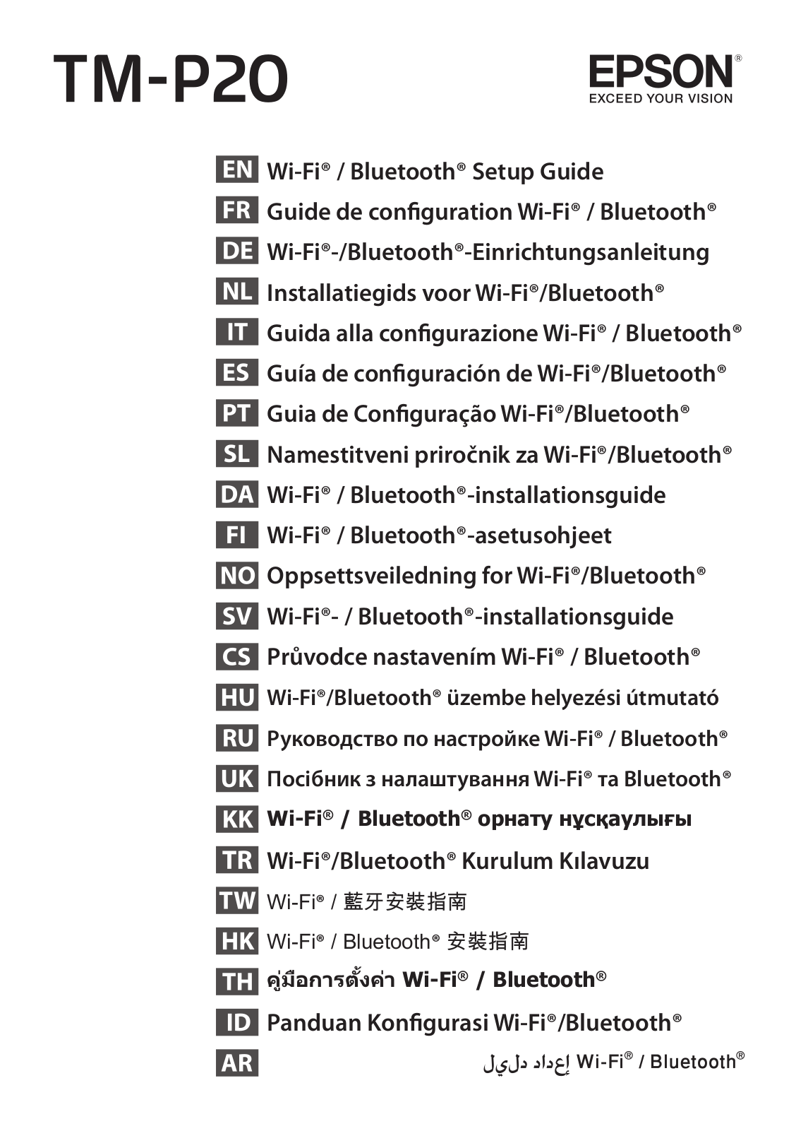 Epson TM-P20 Wi-Fi / Bluetooth Setup Guide