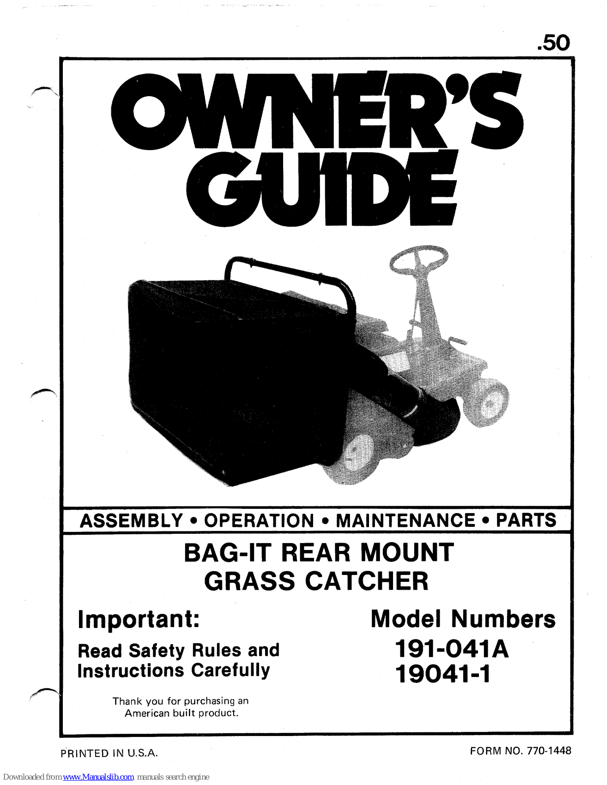 MTD 190-041A, 19041-1, 191-041A Owner's Manual