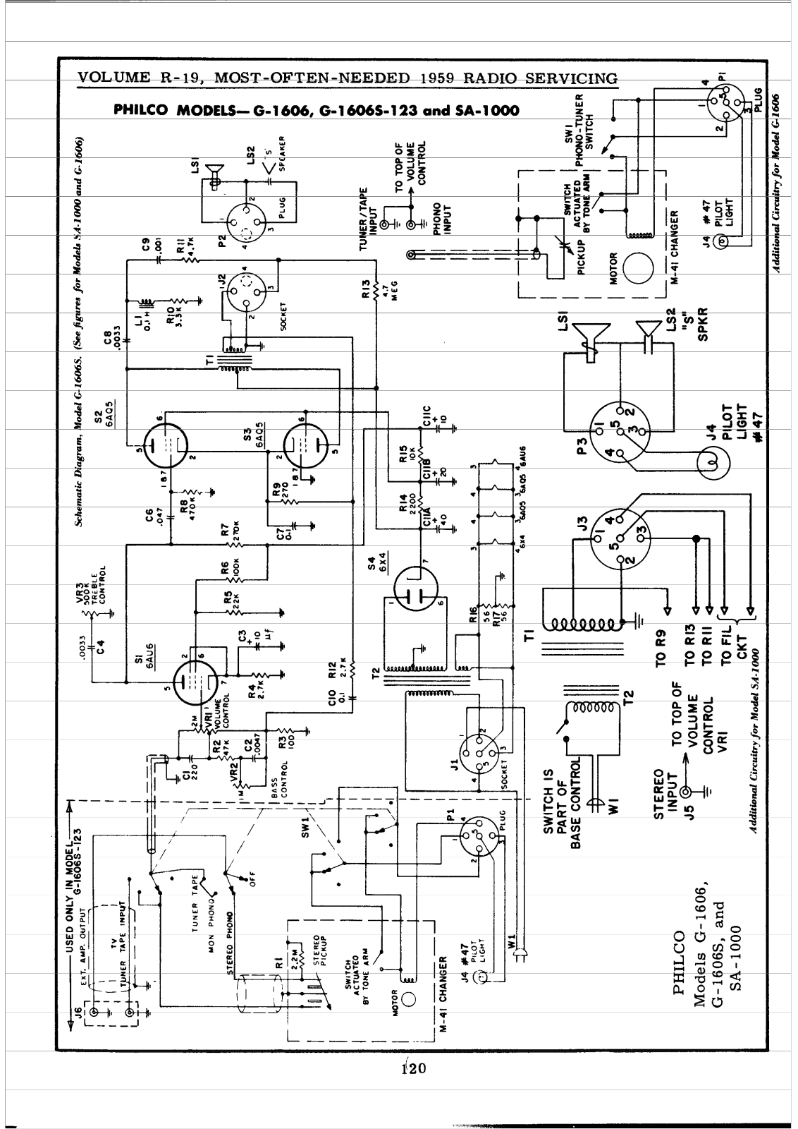 Philco G-1606, G-1606S-123, SA-1000 Schematic