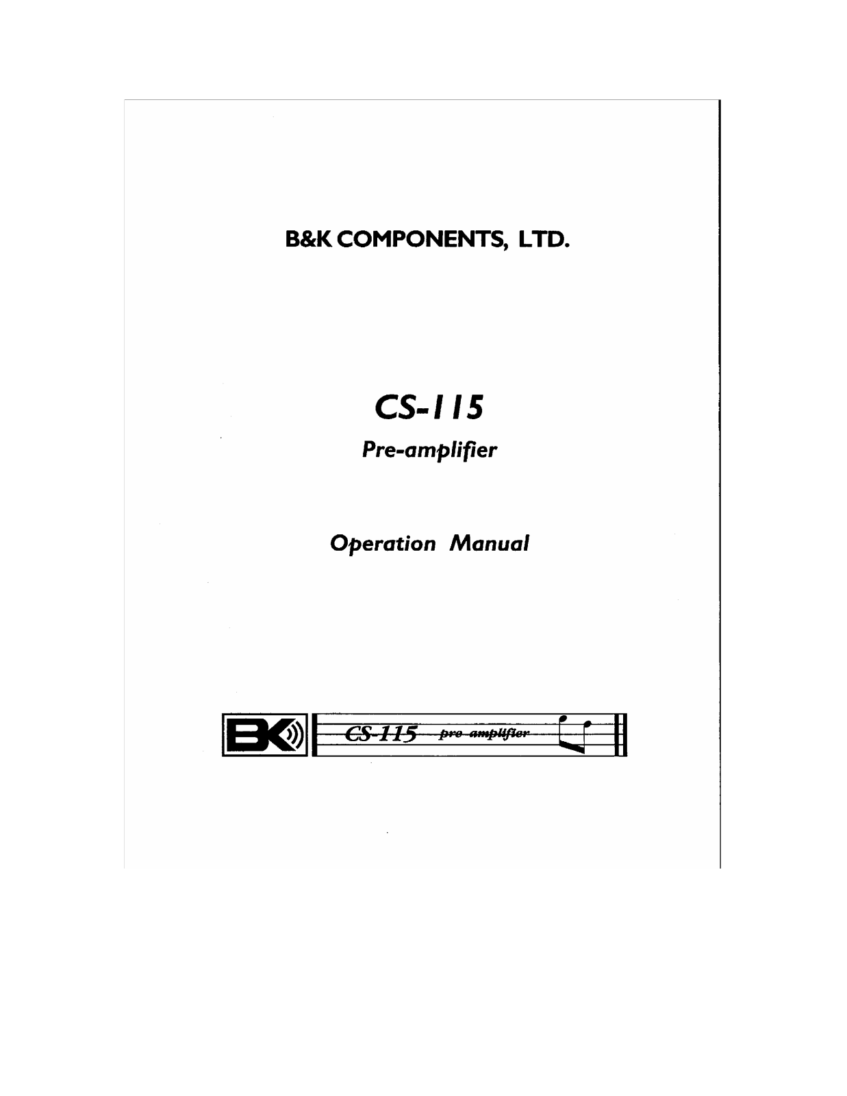 B&K CS-115 User Manual