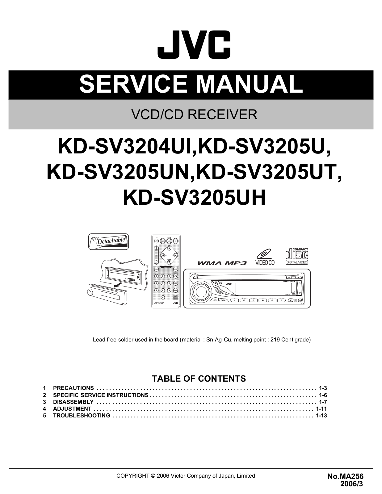Jvc KD-SV3205-UT, KD-SV3205-UN, KD-SV3205-UH, KD-SV3205-U, KD-SV3204-UI Service Manual