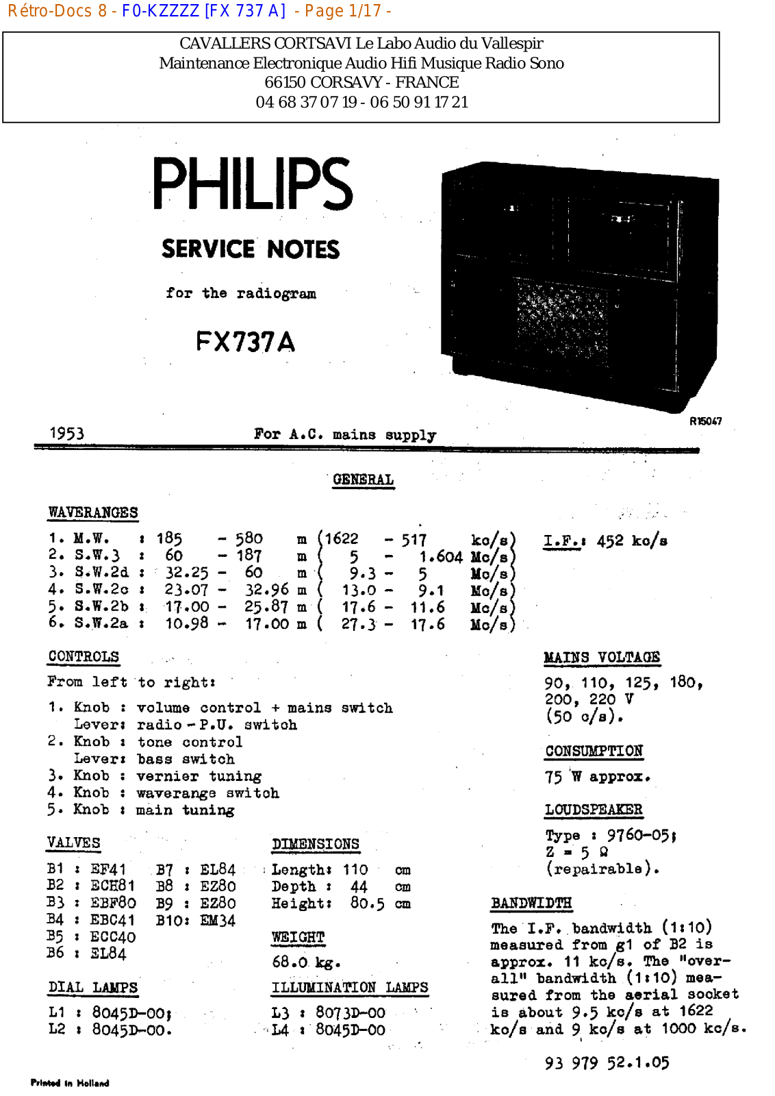 Philips fx 737 a Datasheet - ManualMachine.com