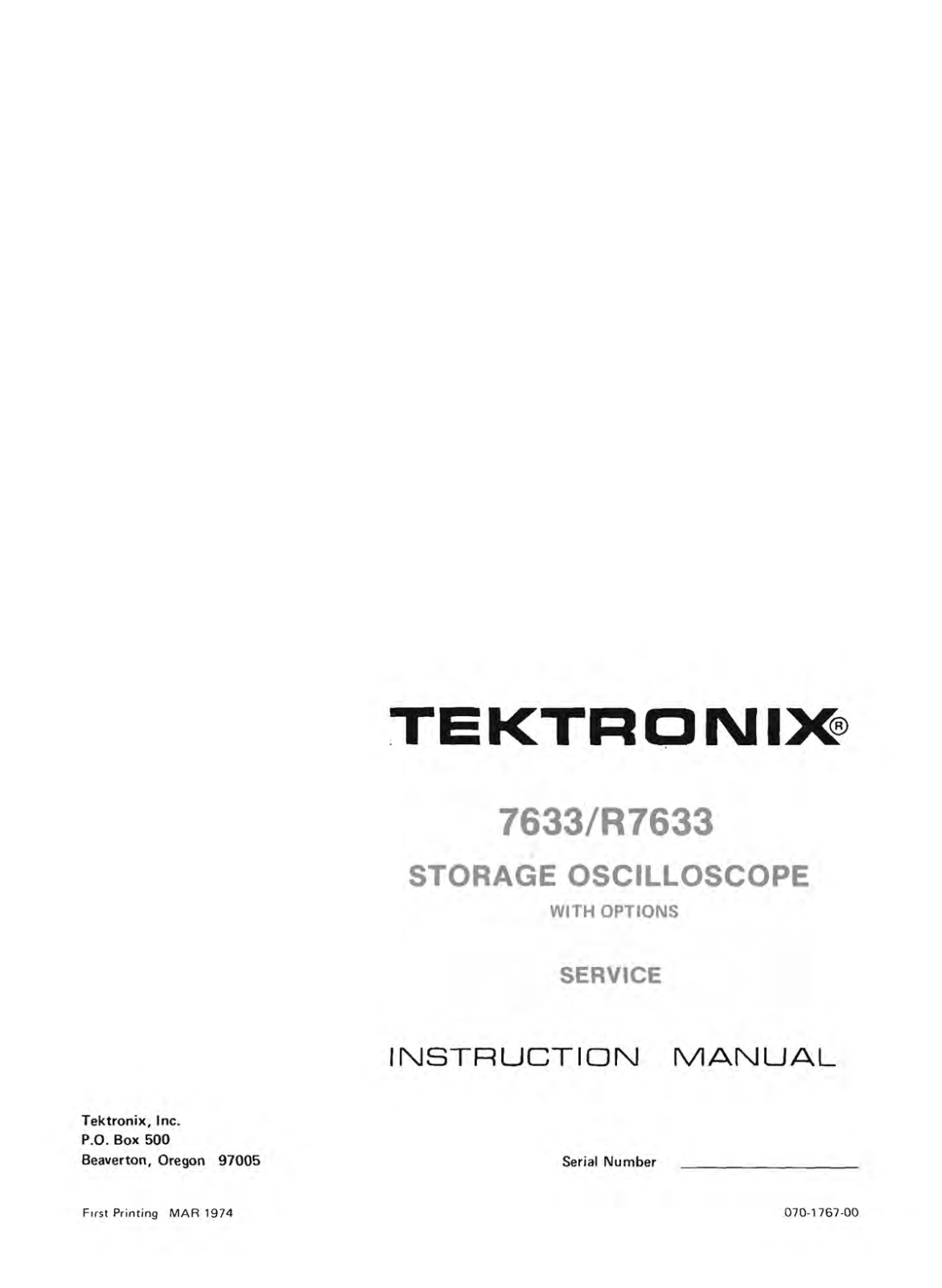 Tektronix R7633, 7633 Service manual