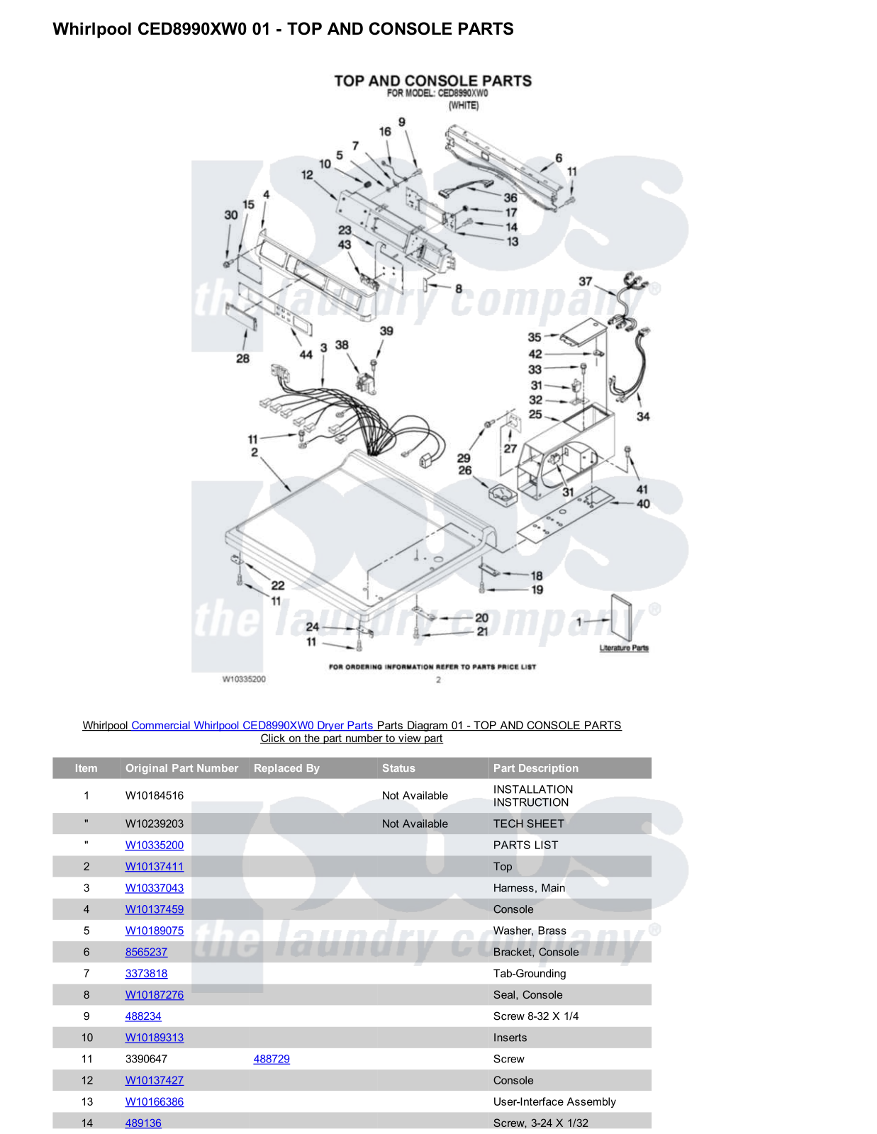 Whirlpool CED8990XW0 Parts Diagram