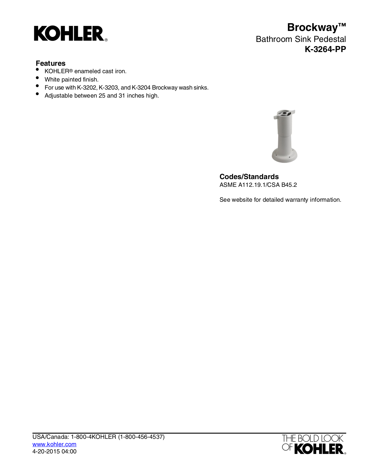 Kohler KOH15102 Specifications - ManualMachine.com