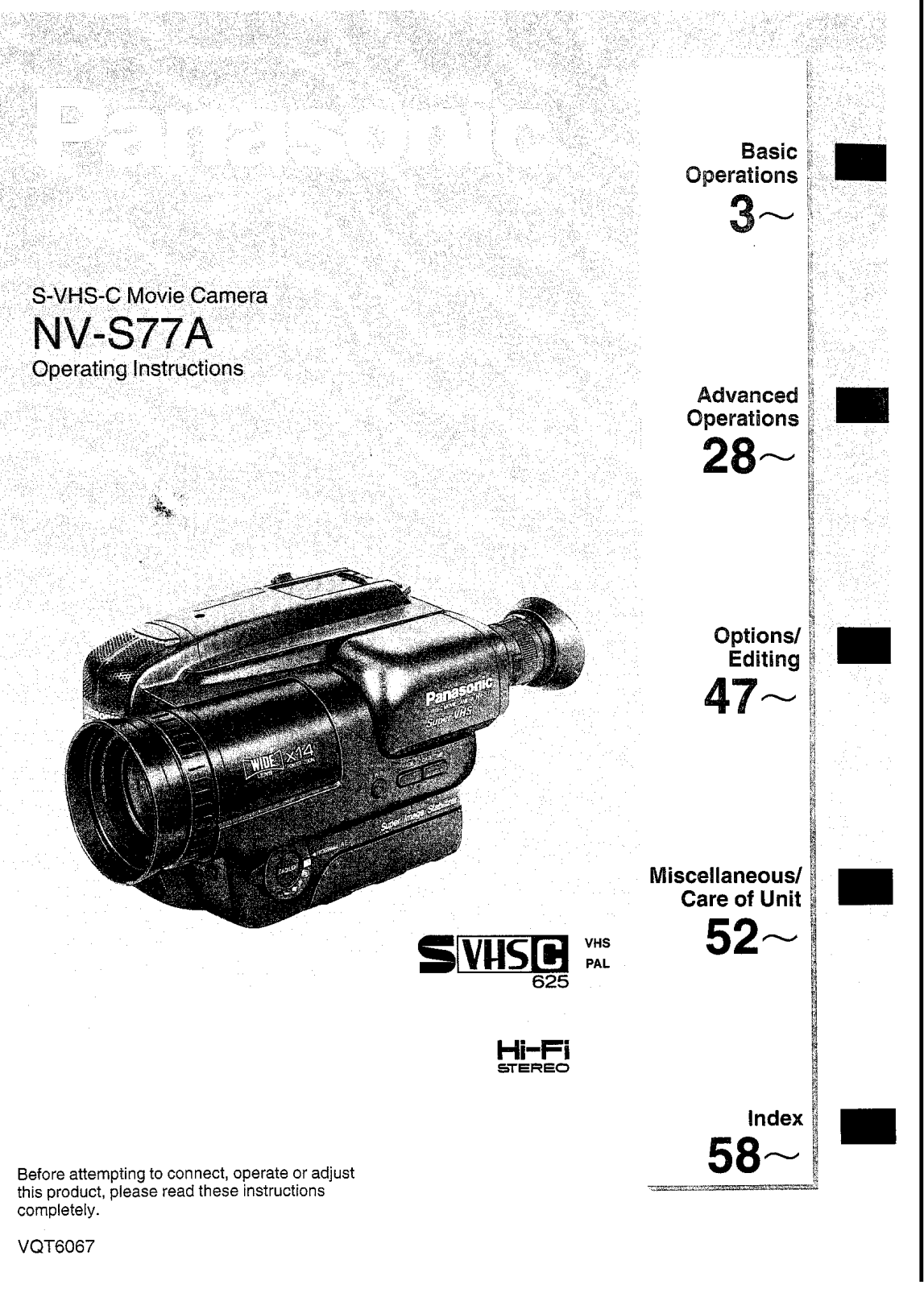 Panasonic NV-S77A Operating Instruction