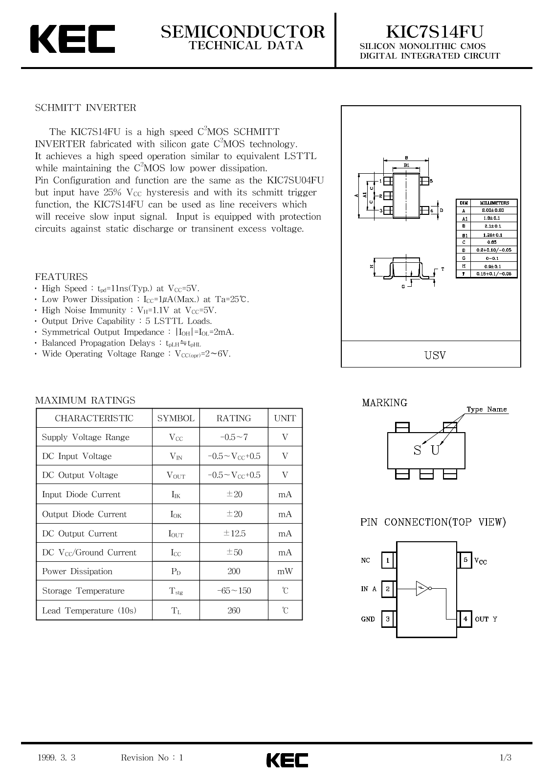 KEC KIC7S14FU Datasheet