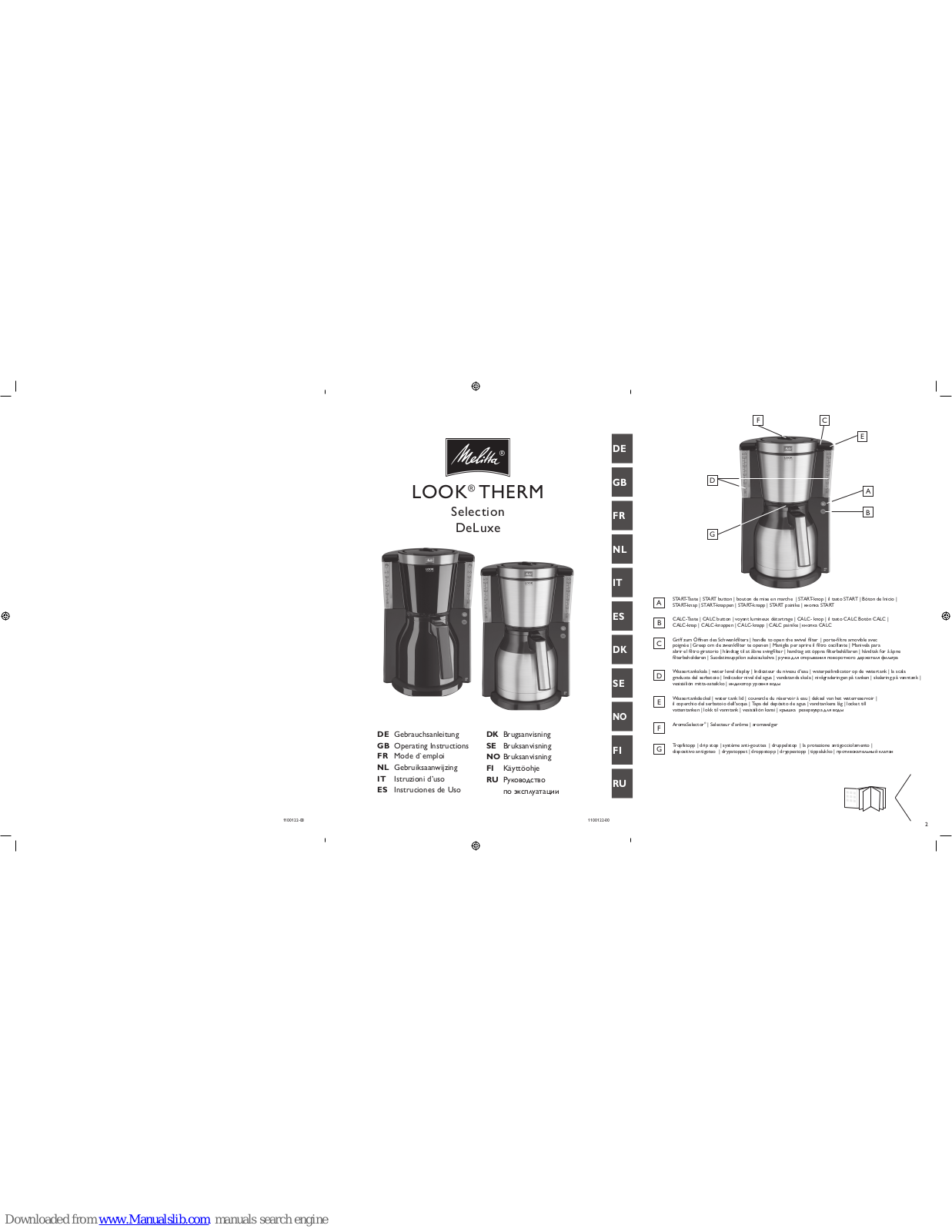 Melitta LOOK Therm Selection DeLuxe Operating Manual