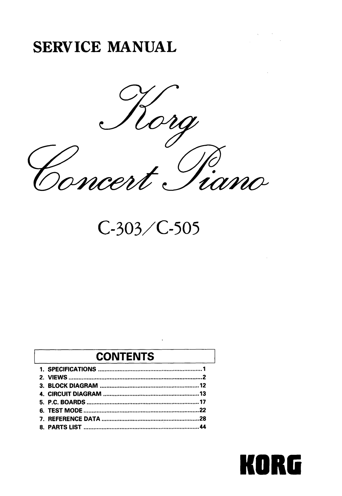 Korg C-505, C-303 Service Manual