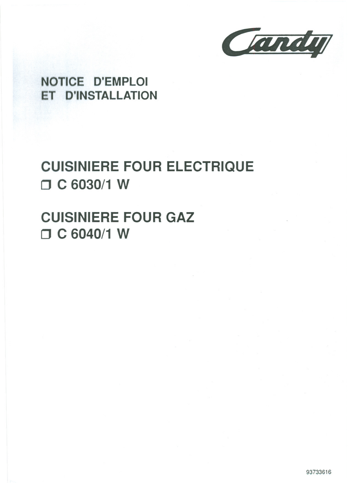 Candy C6040/1W, C6030.1W User Manual - ManualMachine.com