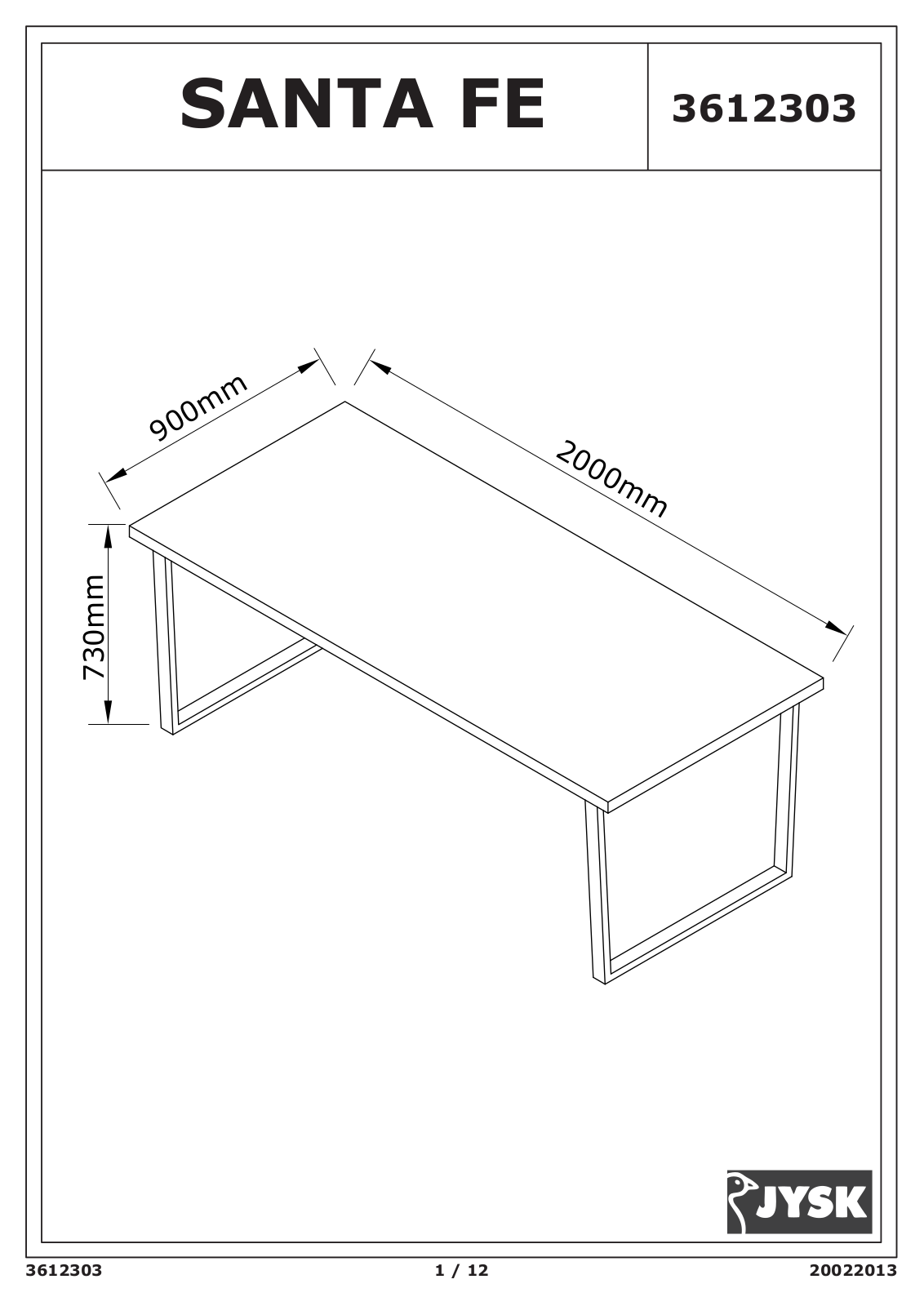 JYSK Santa Fe User Manual