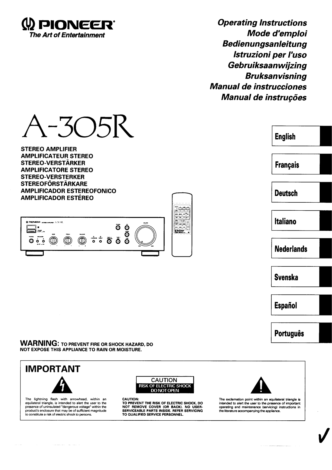 Pioneer A-305-R Service manual