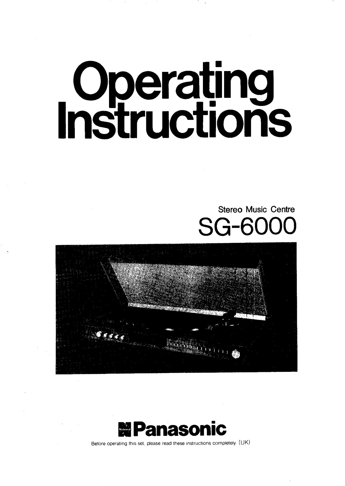 Panasonic SG-6000 User Manual