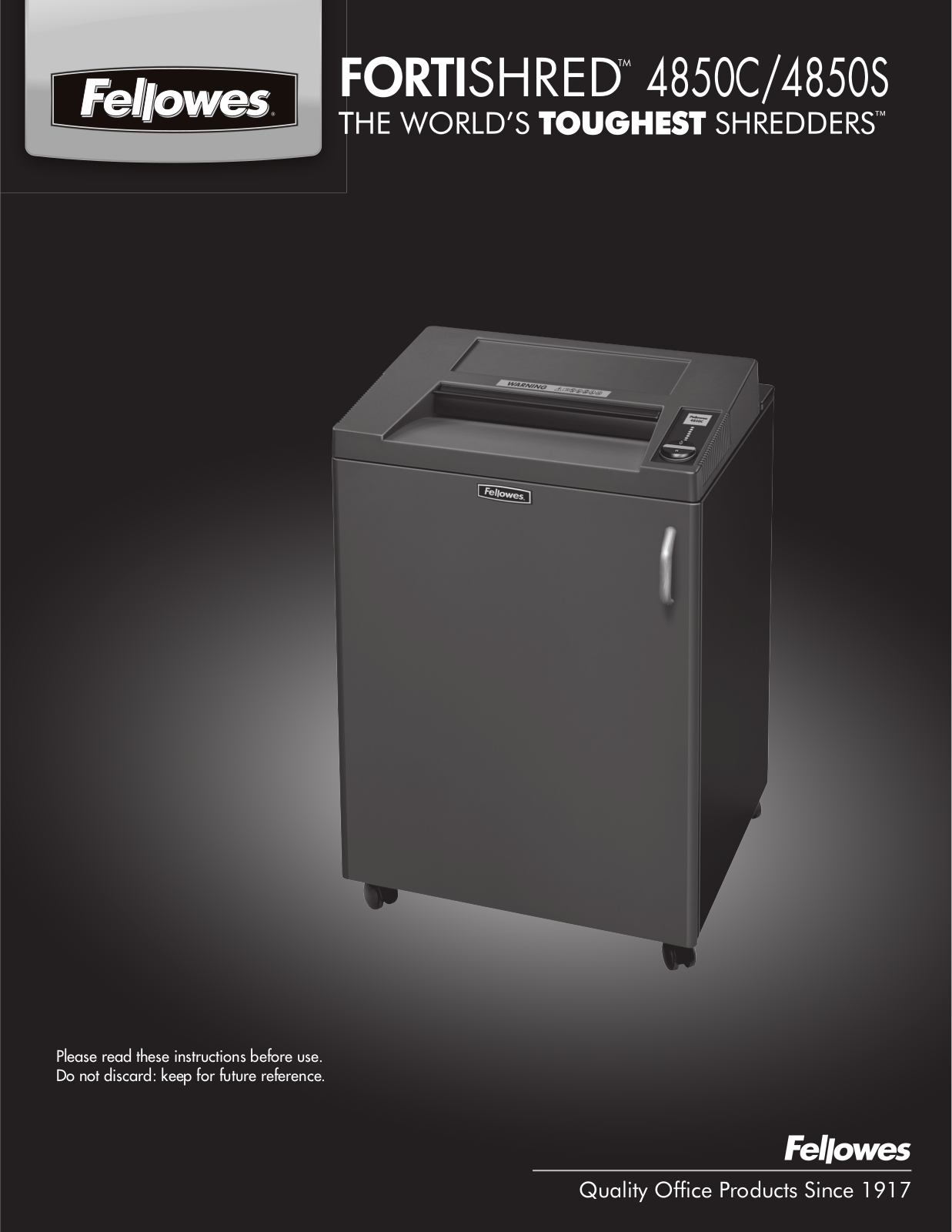 Fellowes Fortishred 4850C, Fortishred 4850S User Manual