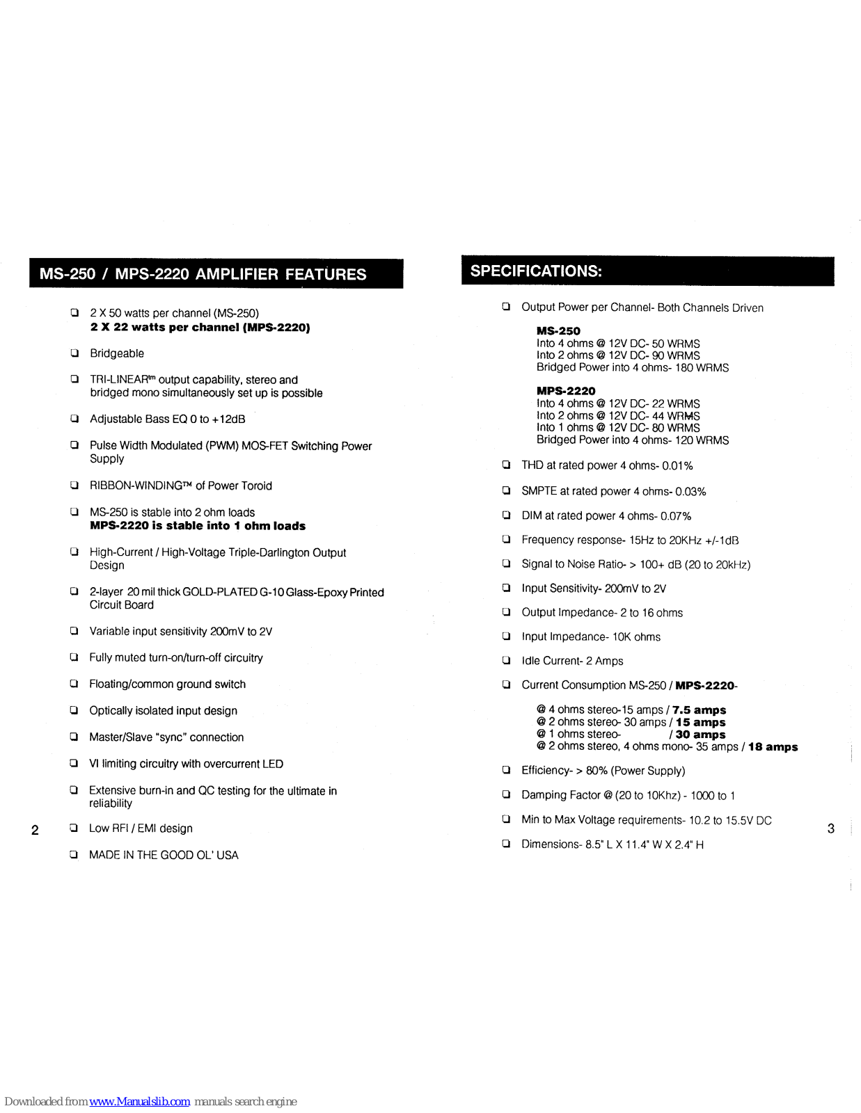 Phoenix MS-250, MPS-2220 User Manual