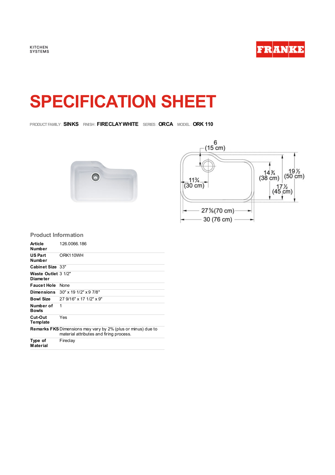 Franke Foodservice ORK 110 User Manual